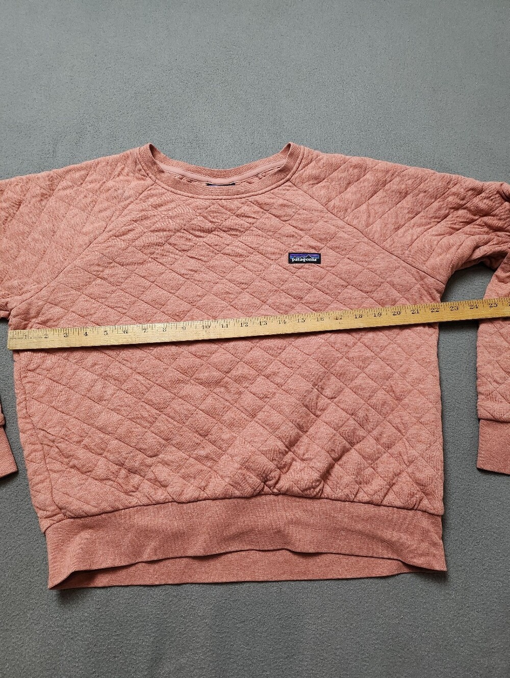 Patagonia Quilted Organic Cotton Sweatshirt Dusty Rose Pink Sz L Worn Wear - Picture 13 of 13